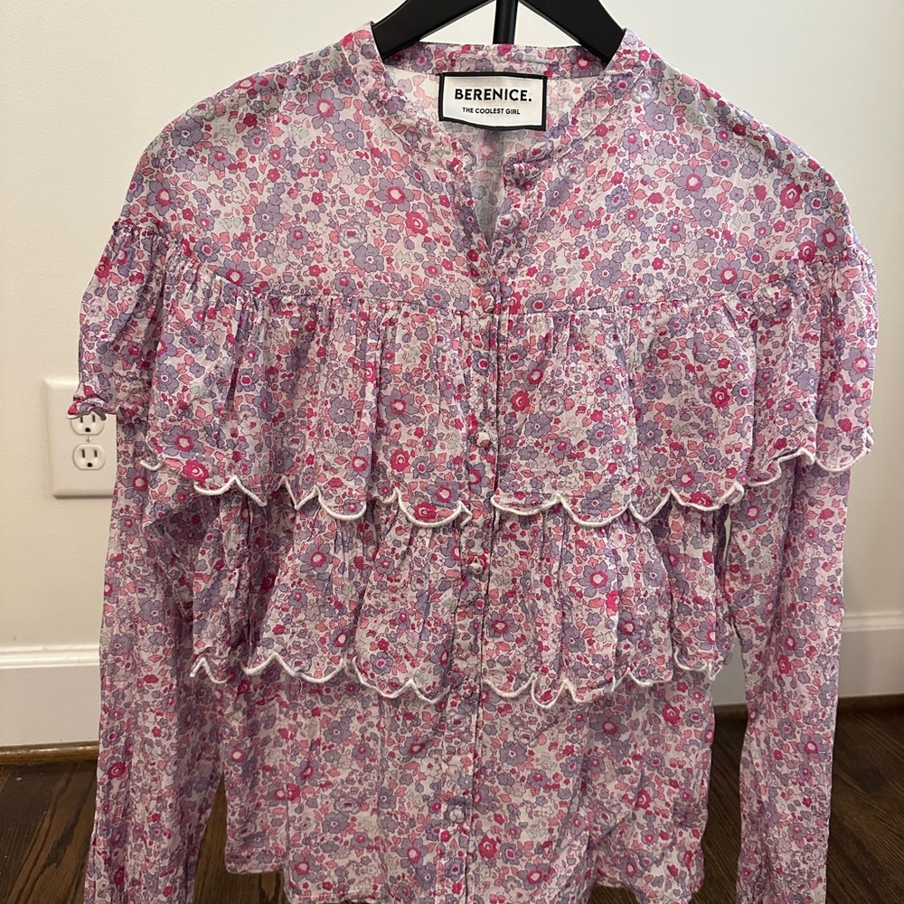 Berenice Floral Ruffle Blouse - Pink